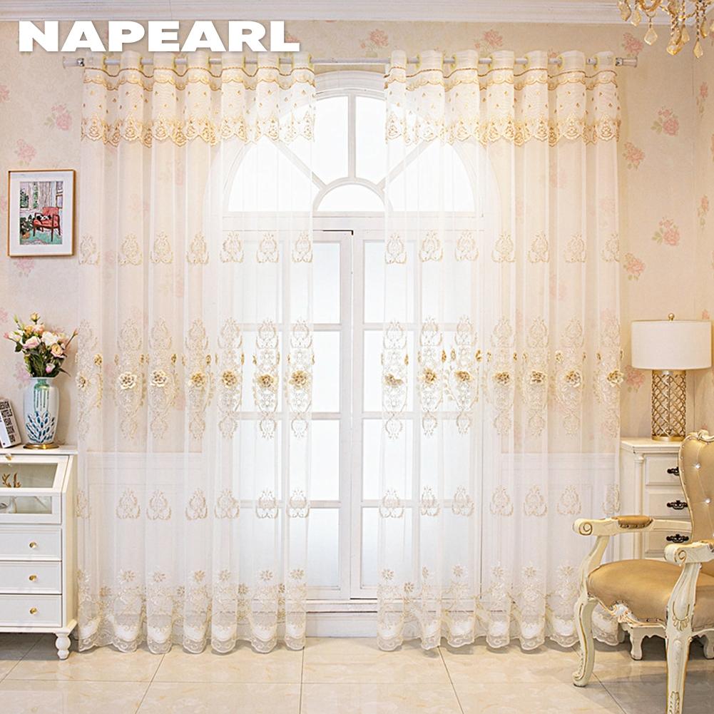 1 шт. NAPEARL Французское роскошное кружево с рельефной вышивкой, полупрозрачная тюль, высота 260 см, для гостиной, спальни, украшения окна, домашнего декора