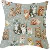 [Q6358] - Подушка ручной работы 'Royal Tapisserie' серо-коричневая (Котята) - 36х36 см