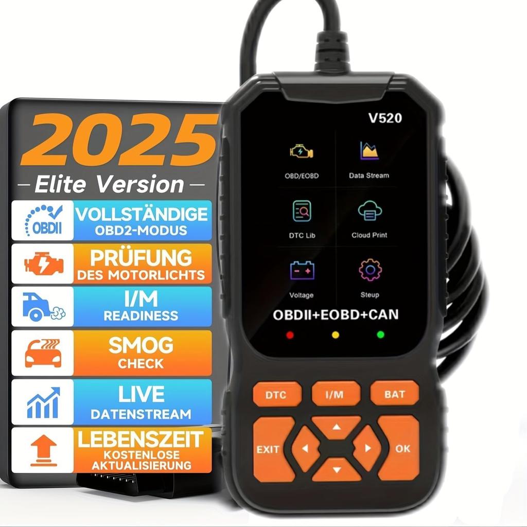 Профессиональный OBD2 сканер V520 – Продвинутый инструмент для диагностики автомобиля с отображением данных в реальном времени, сбросом Check Engine, сканированием ABS/SRS, тестом кислородного датчика и аккумулятора