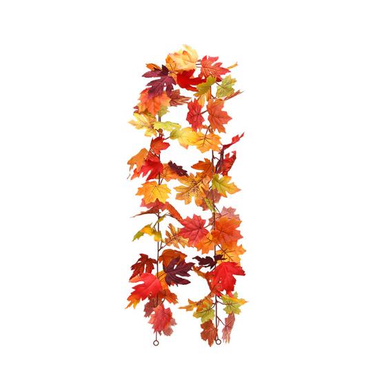 100/175Cm Artificial Maple Leaf Garland Uv Resistant Fall Halloween Thanksgiving Day Harvest