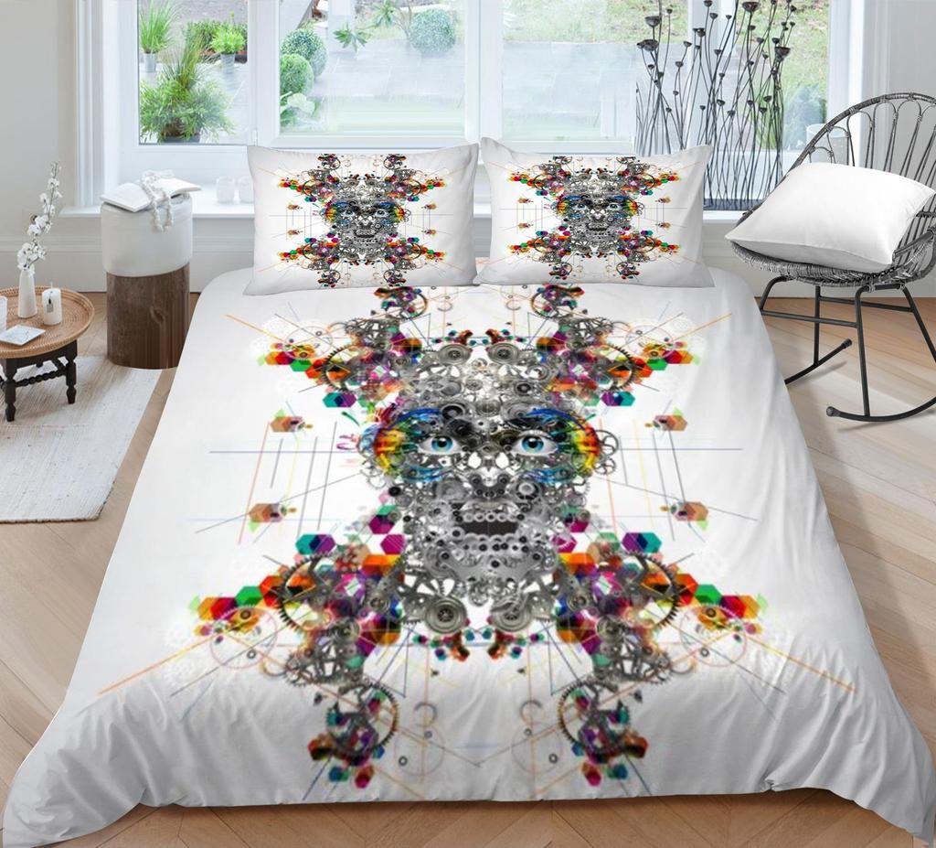 Bedding Set 3D Skull Print Home Bed Cover Homes Bedclothes Pillowcase Breathable Warm Comforter Duvet Covers