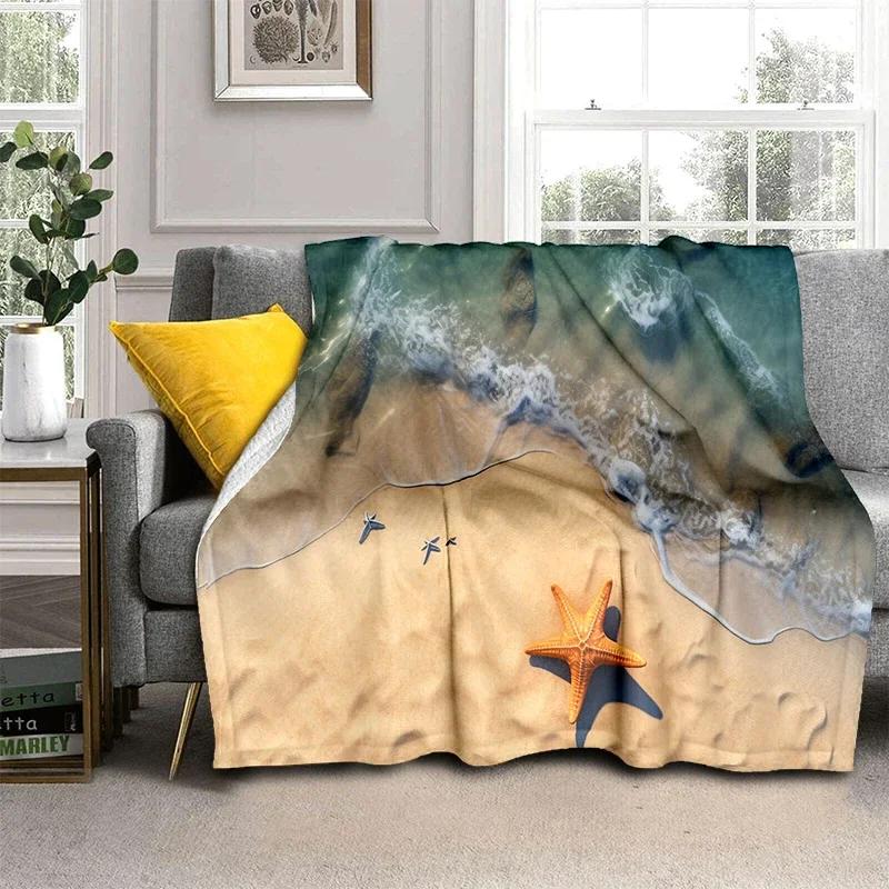 D Starfish Beach Shell Cartoon Throw Blanket Soft Cozy for Home Bedroom Sofa Picnic Office Cover Designs