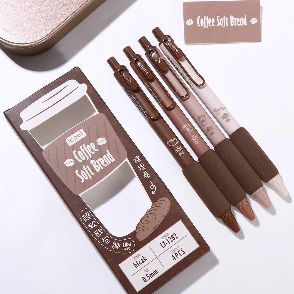 Students Stationery Coffee Color Ballpoint Pen Neutral Gel Pen Soft Bread Gel Pen Set Writing Pen