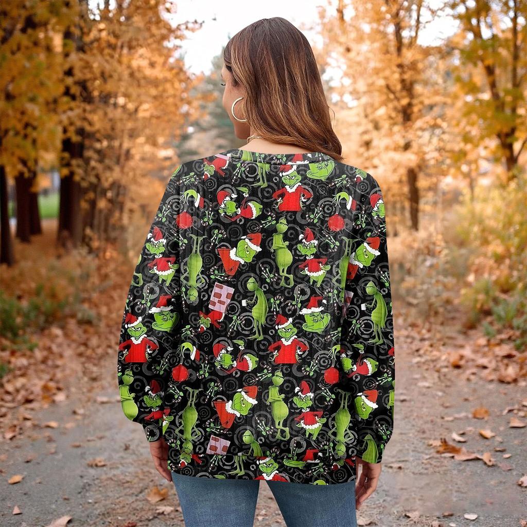 Women's Printed Lightweight Brushed-Cotton Round Neck Top