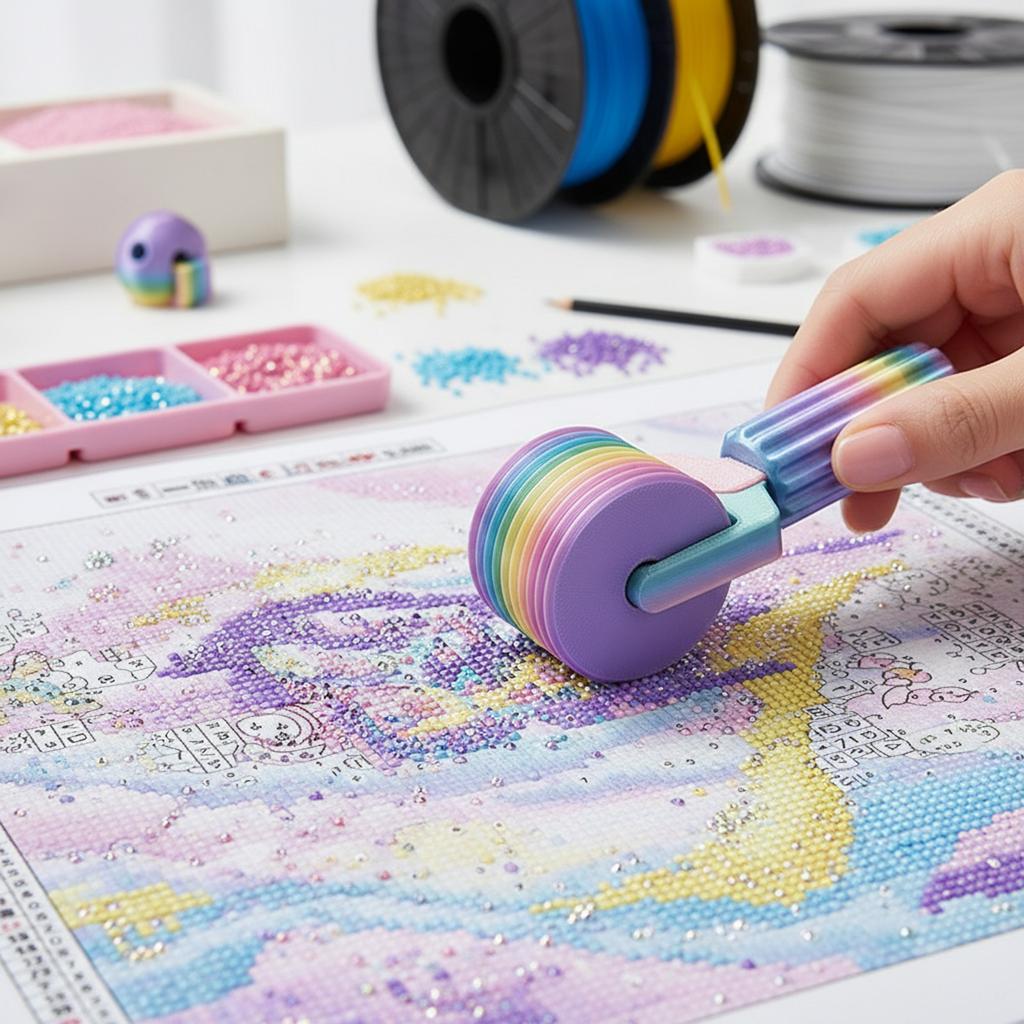 3D Diamond Painting Roller Tool ABS Plastic Metal Shaft Smooth Glue Applicator For Resin Rhinestones DIY Craft