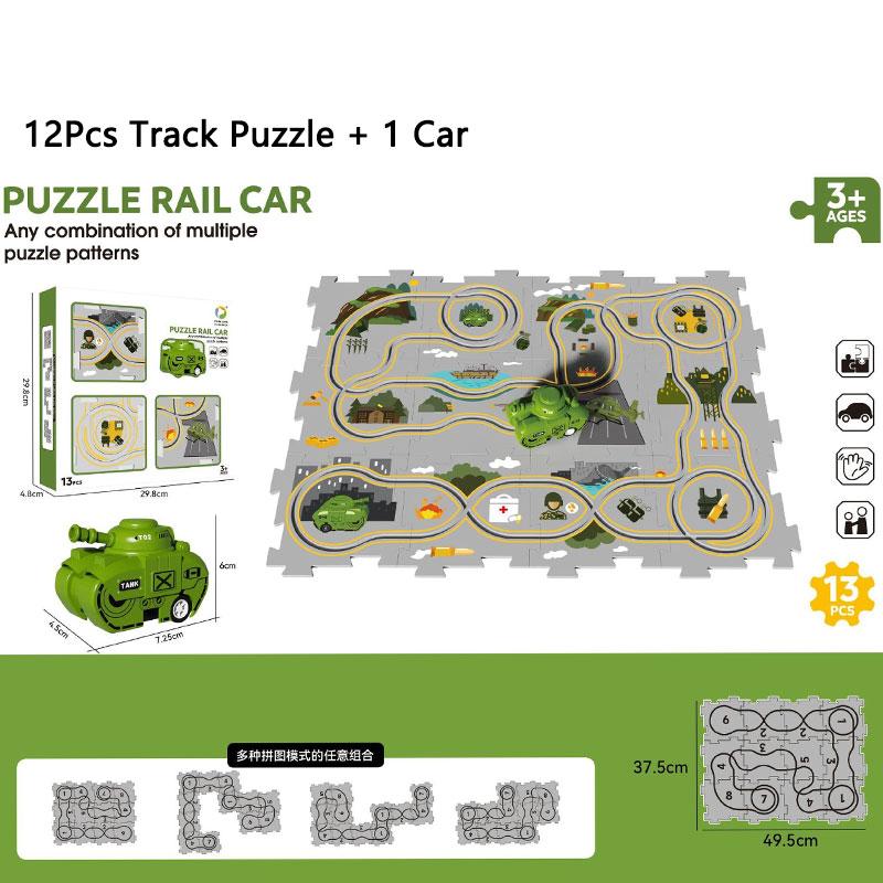 Track Assembly Autonomous Cruising Tank Toy Electric Puzzle Track Space Car DIY Assembly Toys For Children Educational Gift