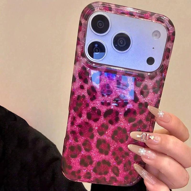 Роскошный чехол для телефона с леопардовым принтом и пайетками для iPhone 17 16 15 14 13 12 11 Pro Max XS X XR 16E 16 Plus 17 Air Ударопрочная задняя крышка
