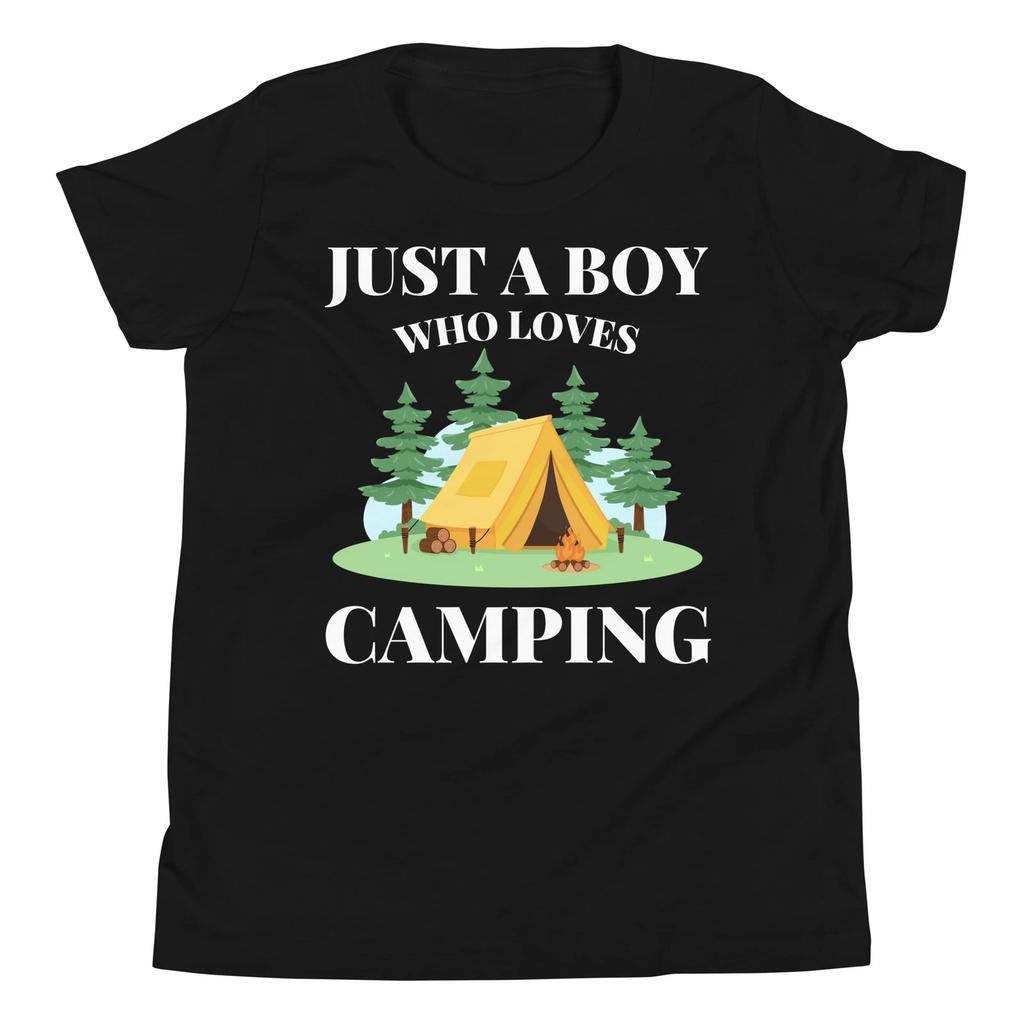 Just a Boy Who Loves Camping Campfire Outdoor Summer Youth T-Shirt