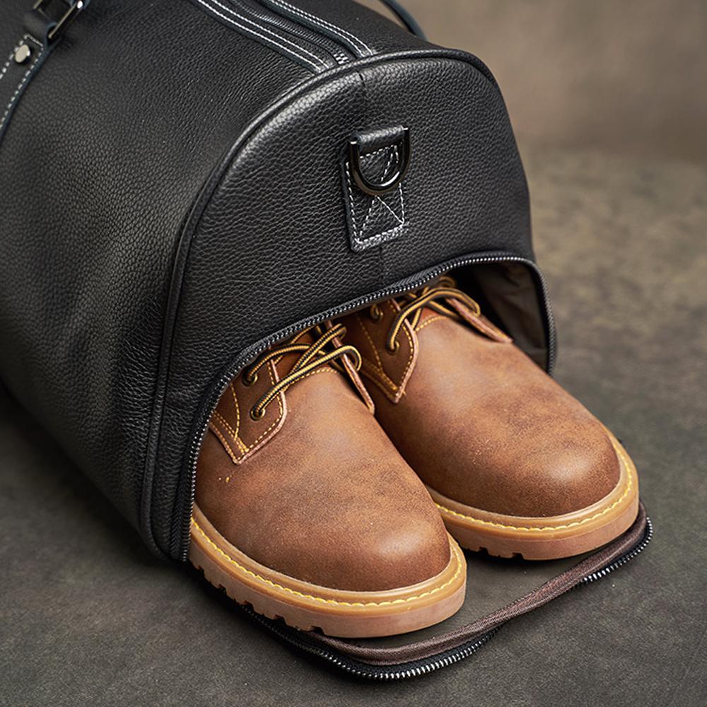 Мужская дорожная сумка из натуральной кожи, повседневная ручная сумка, большая вместительная сумка для фитнеса, карман для обуви на плечо для 18-дюймового ноутбука