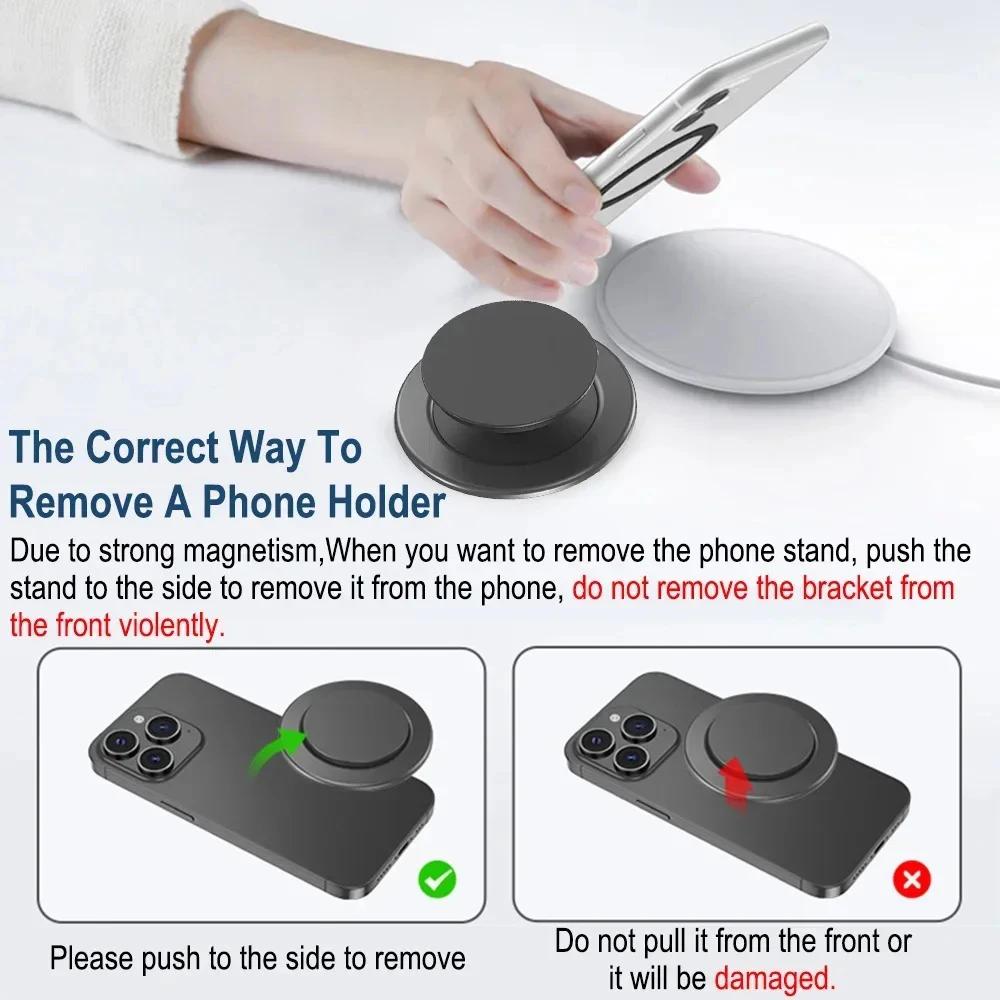 Black Mobile Phone Holder Magnetic Phone Grip Folding Socket Pocket Supports Safety Ring Finger Extension Bracket