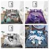 3D Комплект постельного белья Новое покрывало 3D Животное Волк Зверь Семья Спальня Односпальная кровать Двуспальная кровать Полный размер Одеяло и наволочка Микрофибра
