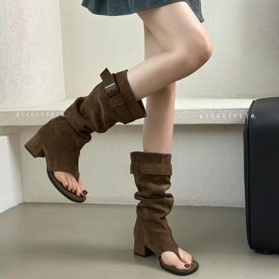 Мег-носок замшевые крутые ботинки, ковбойские ботинки в западном стиле, ботинки-трубы, ботинки на наборном каблуке, носить больше одной пары обуви