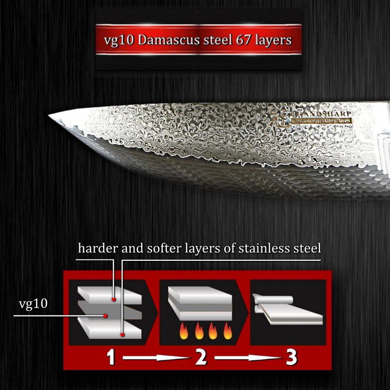 8-дюймовый нож шеф-повара, Япония, сталь VG10, 67 слоев, японские кухонные ножи, кухонный нож из дамасской стали