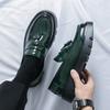 Green Men Dress Shoes  Patent Leather Black Casual Business Platform Tassels Slip-On Shoes for Men Wedding