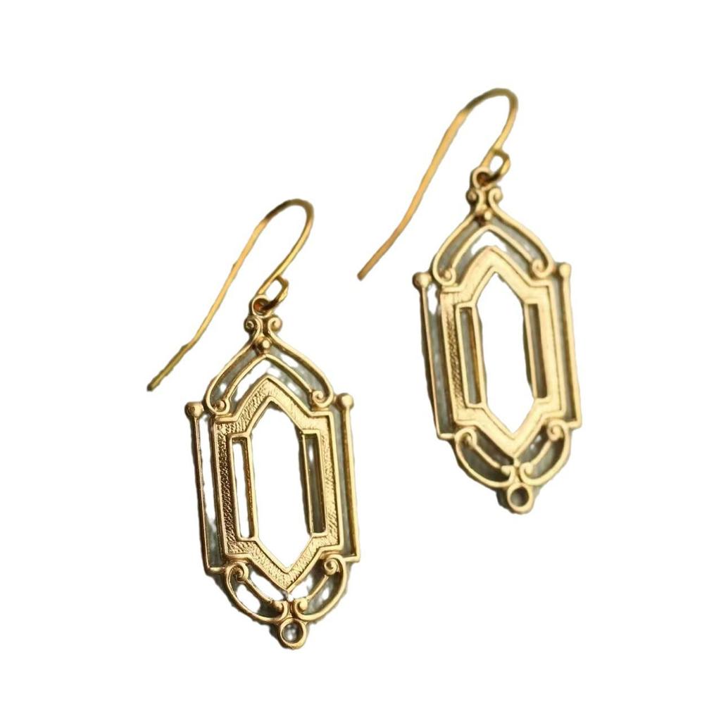 Британские филигранные серьги-окна с цветами: Женский элегантный латунный роскошный в придворном стиле