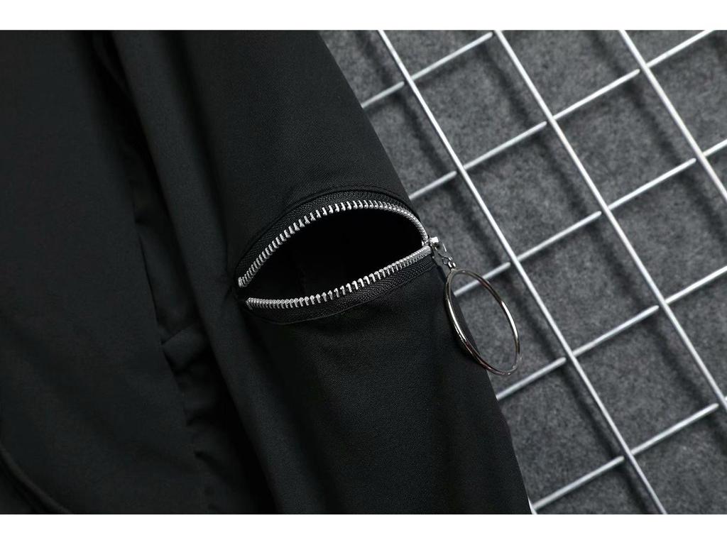 Men's 2021 Autumn Korean Style Hooded Hip-Hop Sweatshirt with Zipper and Ribbon Detailing