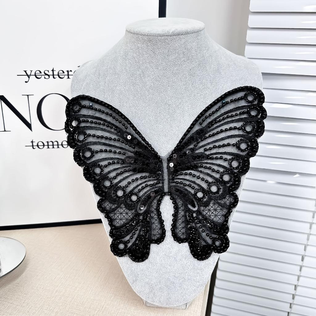 Вышивка бисером Вышивка золотой нитью Бабочка Полый воротник Декаль Патч Украшение Сделай сам Аксессуары для одежды