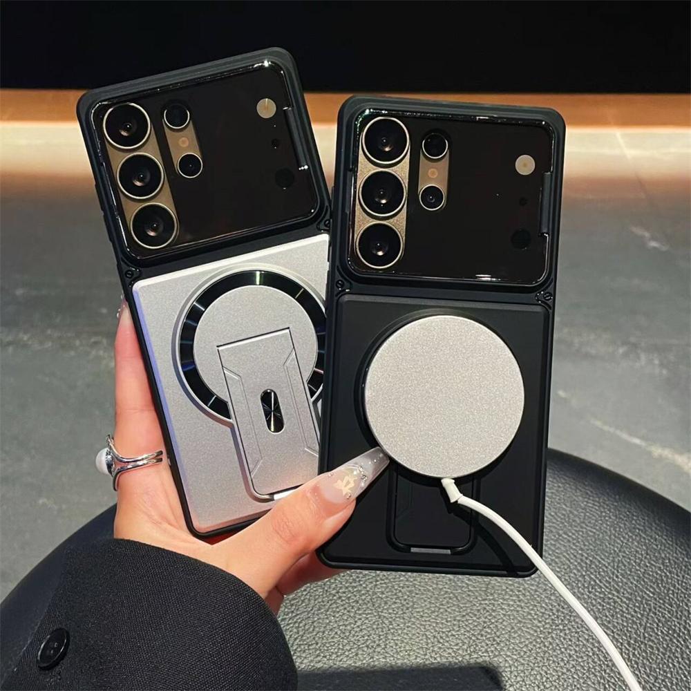 Full Lens Protection Fold Stand Magnetic Case For Samsung Galaxy S26 Ultra S25 S24 S23 Ultra A36 A56 A37 A17 For Magsafe Cover