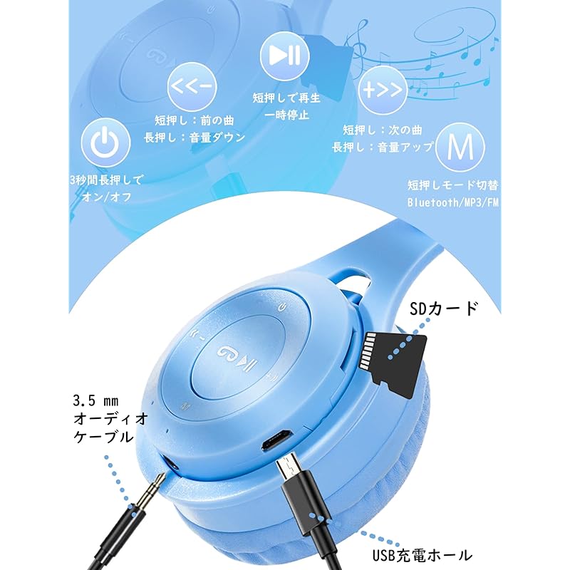 Детские наушники Megadream, беспроводные/проводные наушники с микрофоном, кошачьи ушки, светодиодная подсветка/двусторонняя RGB-подсветка, Bluetooth5.0/длина провода 1 м, карта TF