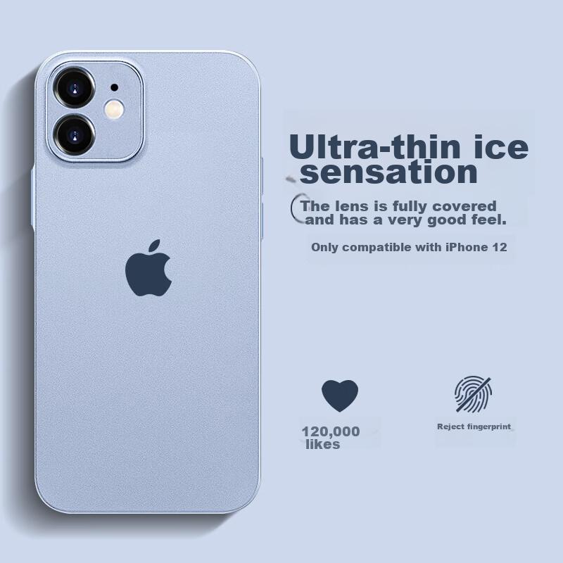 NEYAA IPhone 12 Case, IPhone 12 Protective Cover with Full Lens Protection, Ultra-Thin Transparent Frosted Shockproof Soft Case, Distant Mountain Blue