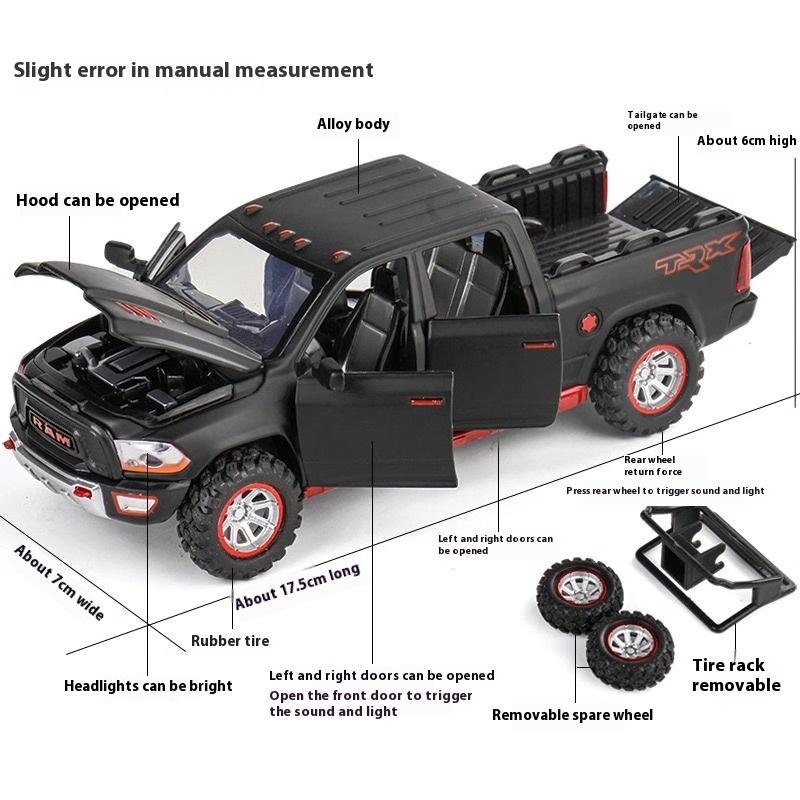1/32 Scale Dodge Ram Pickup Truck Alloy Off Road Car Diecast Model Sound Light Toy Home Decoration Ornaments Children Birthday Present