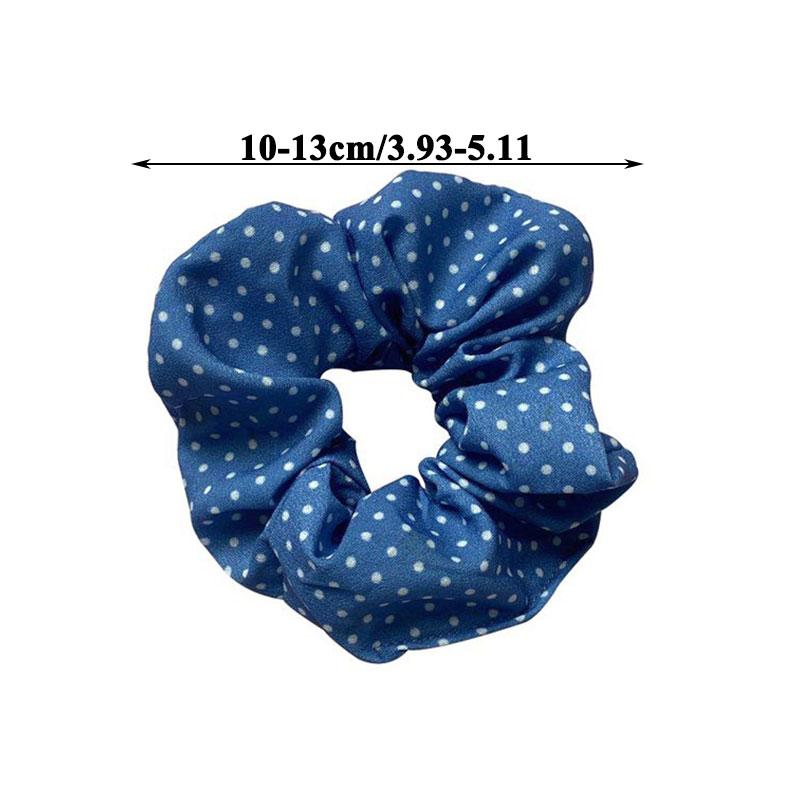 Korea Women Hair Scrunchie Blue Plaid Dot Elastic Hair Bands Stretchy Hair Ties Summer Ponytail Holder Girls Hair Accessories