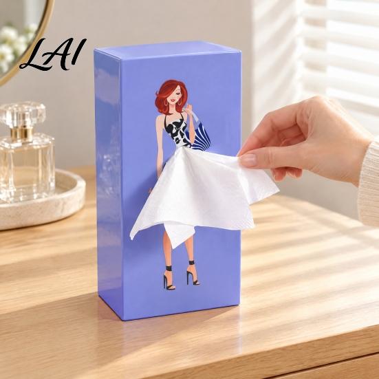 Creative Paper Dispenser Rectangular Elegant Girl Tissue Box Decorative ABS Storage Organizer Punch Free Organizer Modern Style Napkin Holder