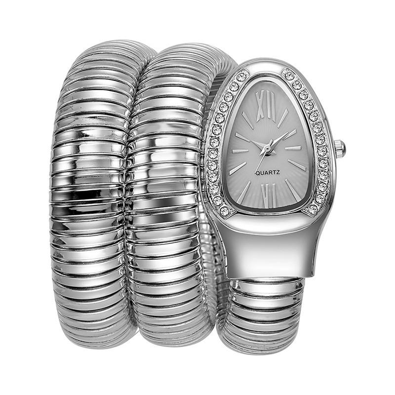 Zhejiang Crafted Snake Shaped Quartz Watch With Elliptical Dial For Trendy Women