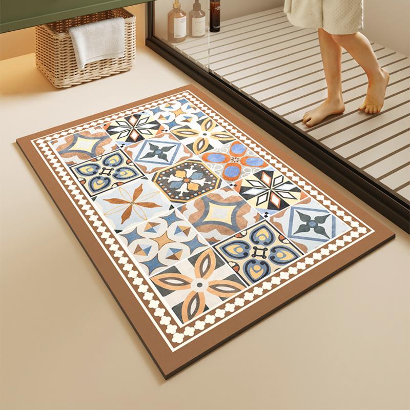 Diotomite Bathroom Bath Mat Super Absorbent Foot Mats Non-Slip Quick Dry Shower Carpet Toilet Rug Doormat Washable