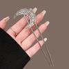 1pc Silver Moon Hair Stick Intricate Filigree Design Pearl Tassel Charms Perfect Gothic Celestial Hairstyles Unique Personality
