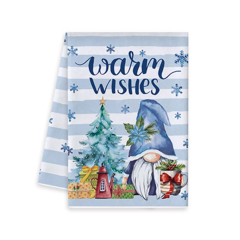 Blue Christmas Kitchen Towel & Dishcloth Combo Set