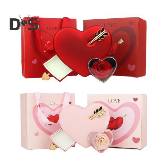 Шкатулка для украшений в форме сердца со стрелами, консервированные розы, мягкая подкладка, кольца, ожерелья, органайзер для хранения подарков на годовщину