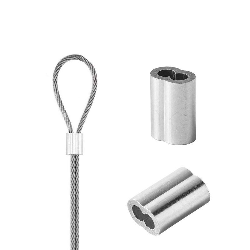 Aluminum Crimping Loop Sleeve Double Cable Ferrules Fit for Wire Ropes Rigging Fence Net Clotheslines Dog Chains Accessories