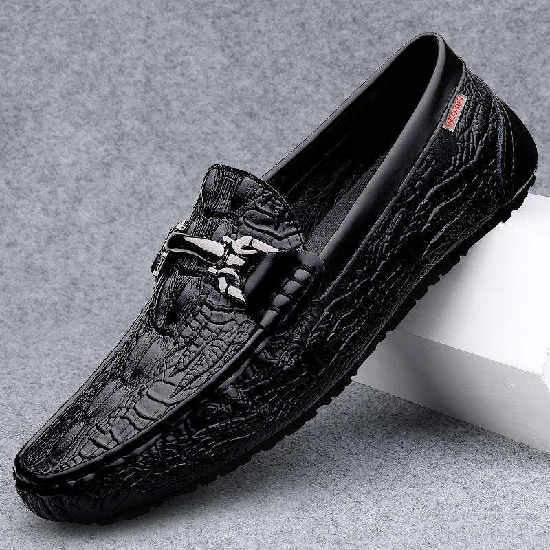 Fashion Elegantes Slip-on Mens Leather Shoes Comfy Casual Male Shoes Soft Non-slip Men Loafers Breathable Driving Moccasin Boat Flats