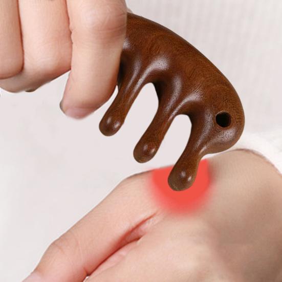 Деревянная расческа для массажа кожи головы с широкими зубцами, натуральный сандал, снятие стресса, подарок для роста волос, вьющиеся волосы