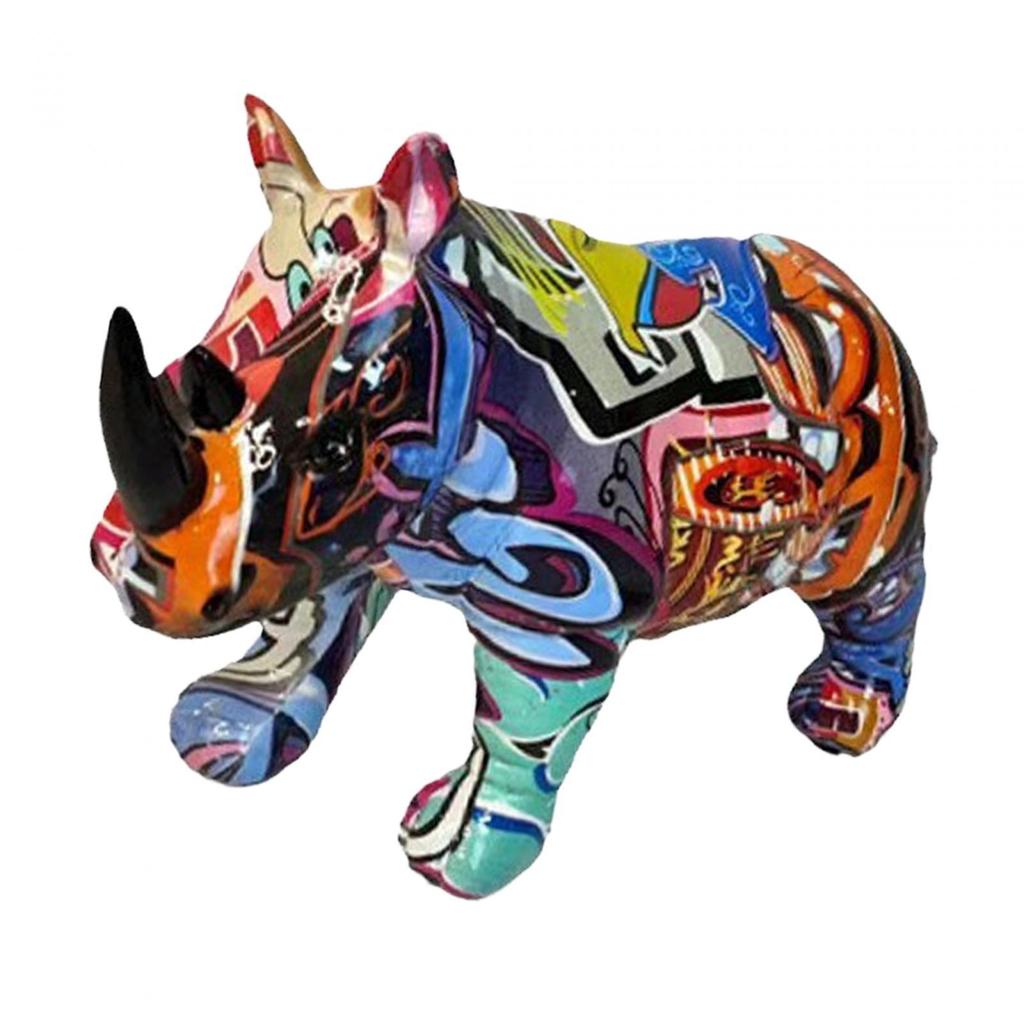 Rhinoceros Statue Resin Abstract Art Sculpture for Living Room Desk Holidays