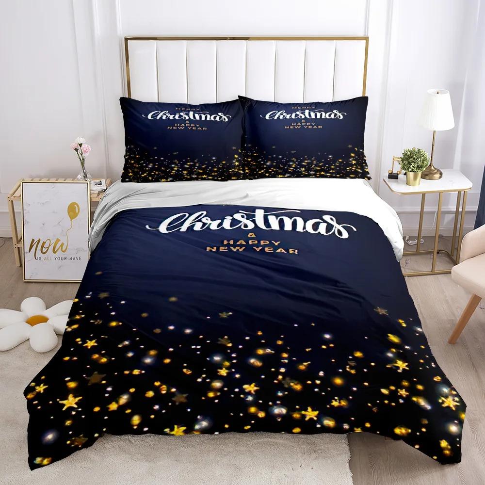 Chirstmas Duvet Cover KidS Bedroom 3D Cartoon Merry Chirstmas Twin Bedding Collection Polyester Santa Claus Happy New Year Quilt Cover