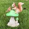 Garden Squirrel Statue Resin Squirrel Sitting On Mushroom Figurine Bird And Squirrel Sculpture for Yard Lawn Decoration Housewarming Gift