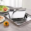 Kitchen Rectangle Stainless Steel Food Storage Serving Trays Sausage Noodles Fruits Dish Restaurant Hotel Metal Dinnerware Plate