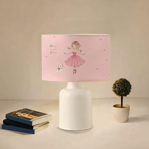 Ballerina Kids Room Lampshade Lamp, Table Lamp Cute Ballerina Girl Princess Dancing Ballet with Heart