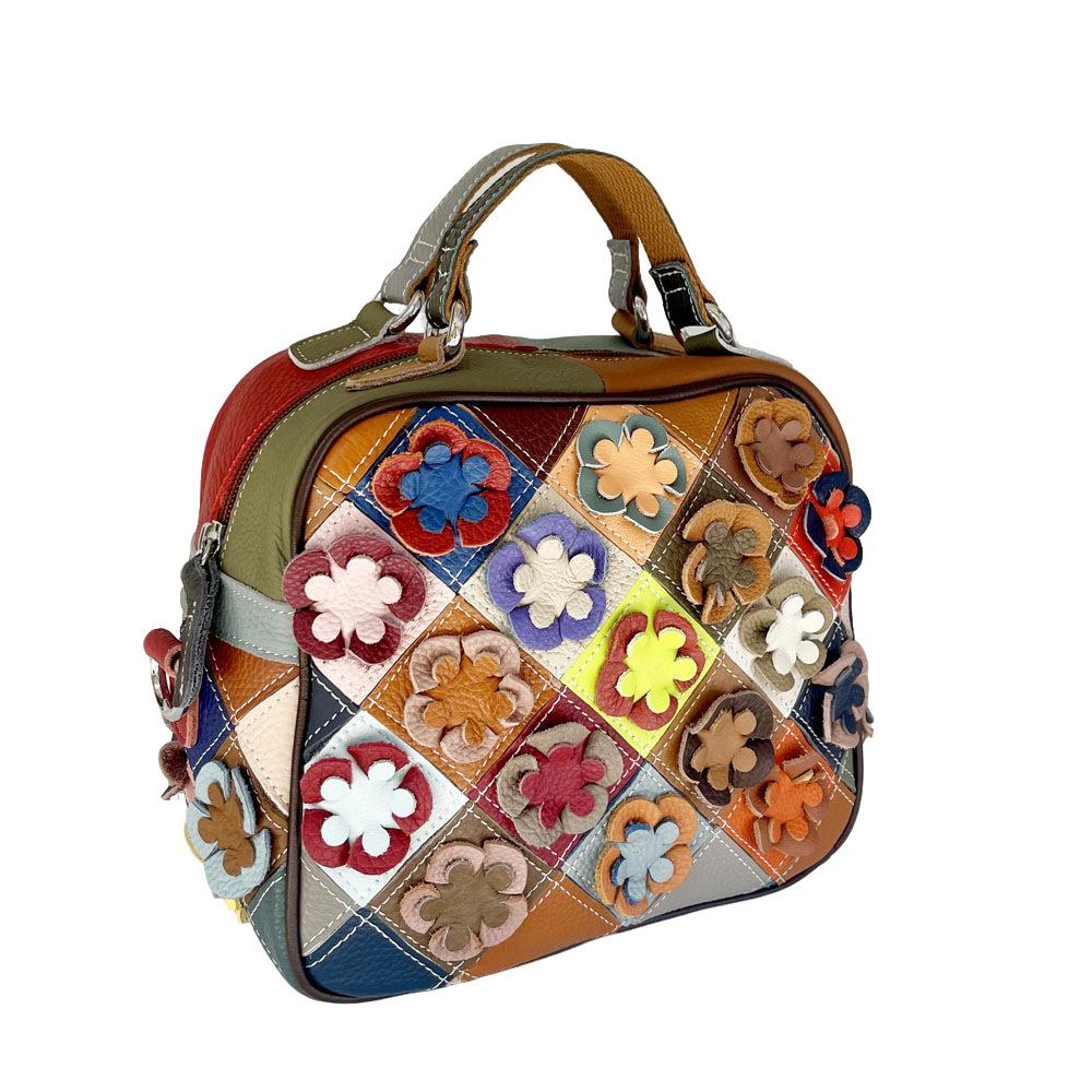 Сумка из ветровой кожи, сумка-мессенджер, женская сумка с цветочным узором, цветная ромбовидная кожаная маленькая квадратная сумка