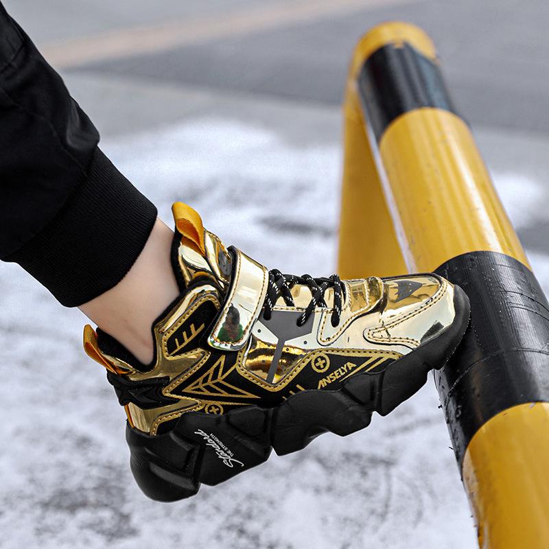 2025 Новые кроссовки для мальчиков Легкие Амортизирующие На липучке Подростковые Теплые Хлопковые Ботинки Зимняя Обувь для Мальчиков