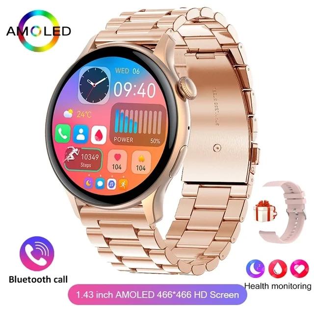 2024 NFC Smart Watch Women 390*390 Screen GPS Movement Track Sport Watches Women Magnetic Charging Bluetooth Call ECG Smartwatch