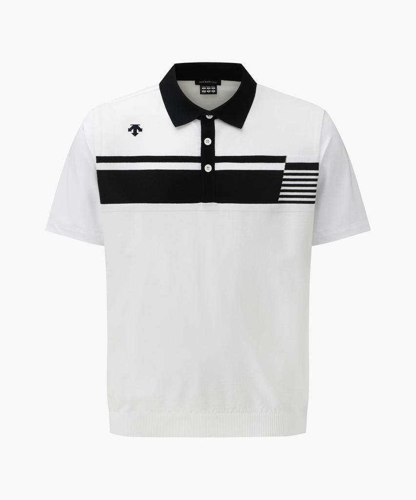 DESCENTE GOLF Men'S Striped Collared Short Sleeve Sweater Dr32Mfkp71