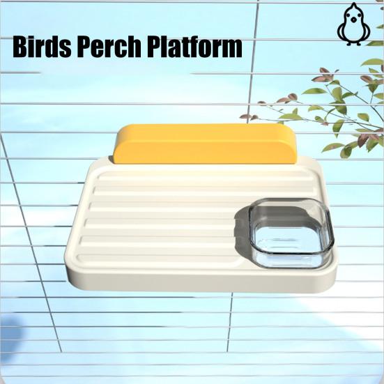 Платформа для жердочки для птиц Пластиковая подставка для жердочки для попугаев Полка с кормушкой Аксессуары для клетки для попугаев Кореллы Неразлучники Волнистые попугайчики