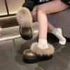 2025 Autumn and Winter New Korean Version of High-end Lazy Thick-soled Heightening Cotton Shoes Fashionable Versatile Plush Warm Fluffy Shoes