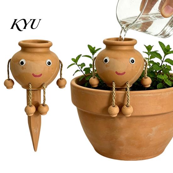 Automatic Drip Irrigation for Small Pots Terracotta Watering Spike, Cute Face Self Plant Insert Potted Pot Waterer Garden Enthusiasts Plants,