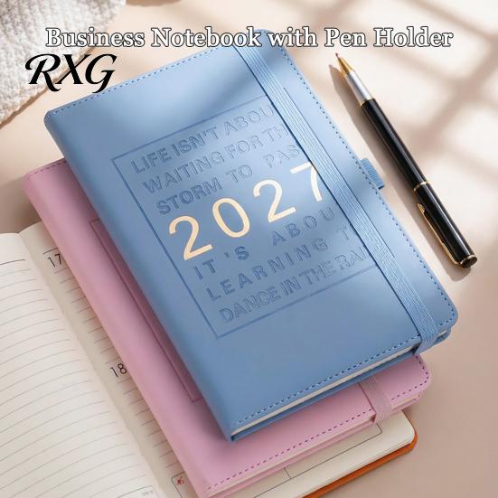 High Capacity Notebook for Journaling 2027 English Weekly Planner A5, 320 Page Schedule with Elastic Yearly Journal Students Band & Pen Holder,