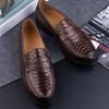 Fashion Snake Printing Leather Men Shoes Loafers Design Slip On Daily Casual Shoe Genuine Cowhide Handmade Sewing Comfortable Dress Shoe