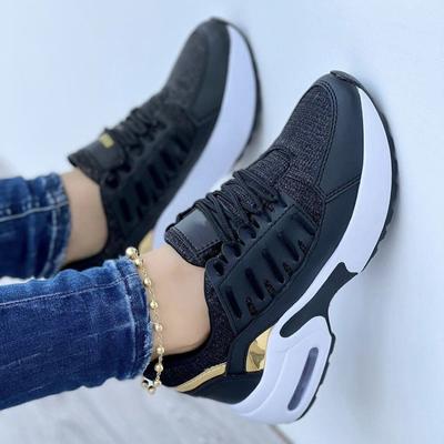 2022 Новые кроссовки на танкетке, женская спортивная обувь, увеличивающая рост на шнуровке, женская повседневная удобная вулканизированная обувь на платформе на воздушной подушке